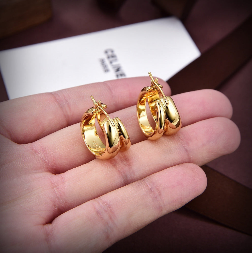 18K Celine Formes Abstraites Hoops Earrings
