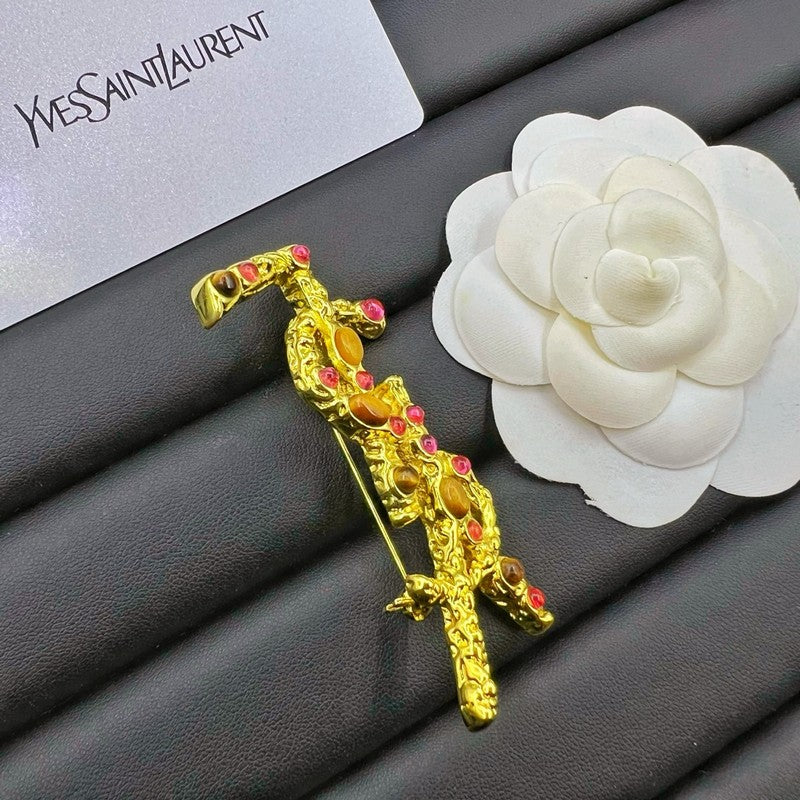 18K YSL Crystal Brooch